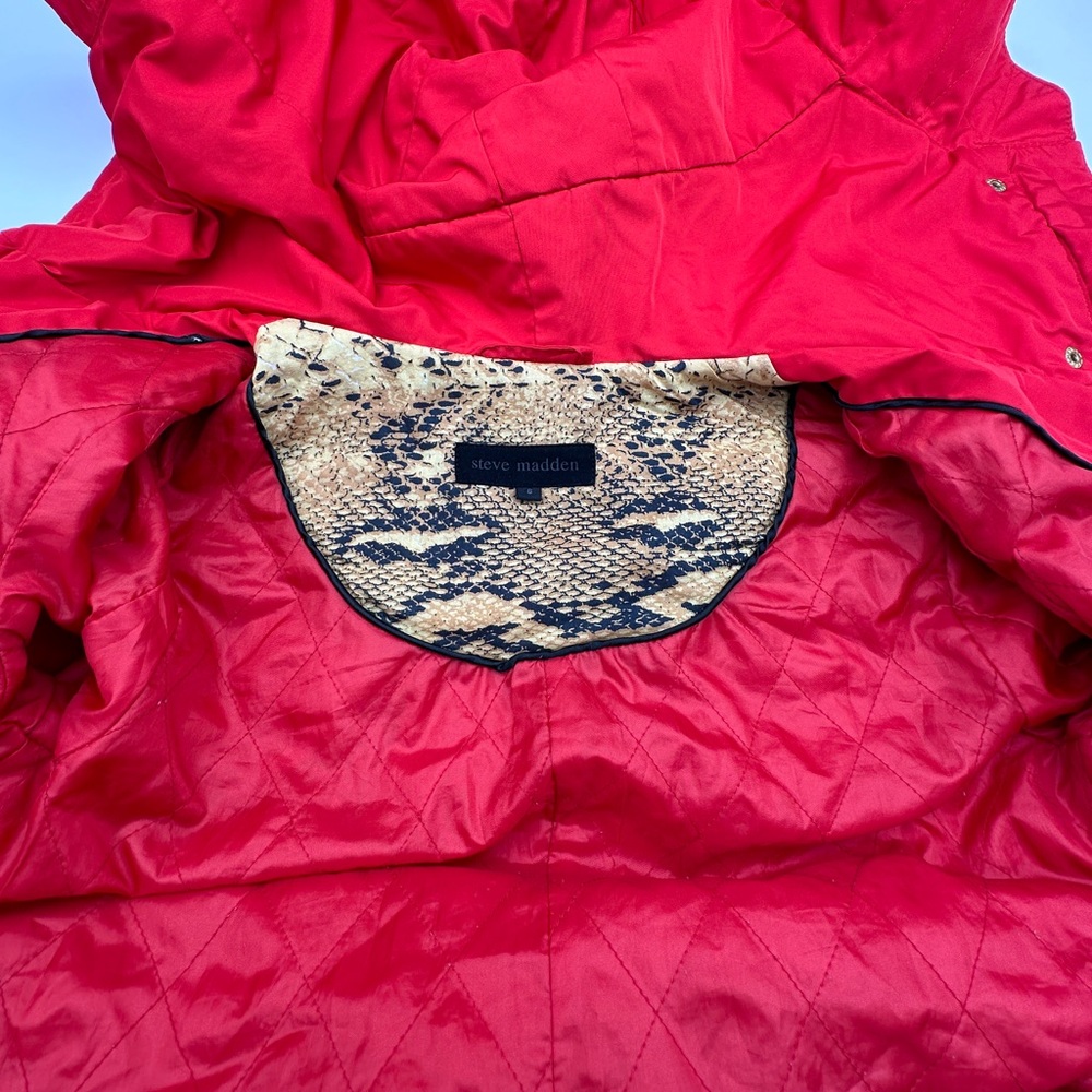 Steve Madden Jacket Parka Hood Size S Small Red Hooded Women's‎ Jacket (A36) - Picture 7 of 8